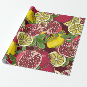 Coloured seamless pattern with pomegranates and le wrapping paper