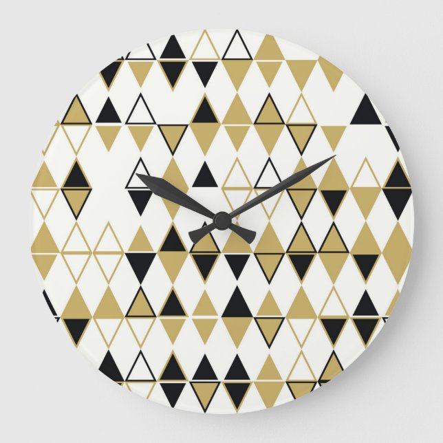 Coloured shapes, geometric abstract pattern large clock (Front)