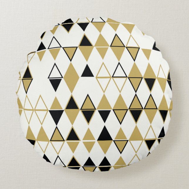 Coloured shapes, geometric abstract pattern round pillow (Front)