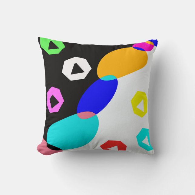 Coloured shapes throw pillow (Front)
