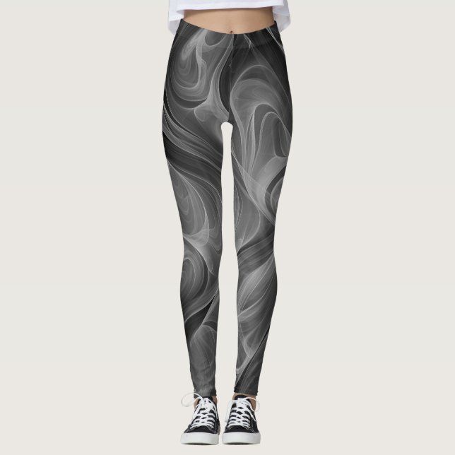 Coloured Smoke in Black and White Leggings (Front)
