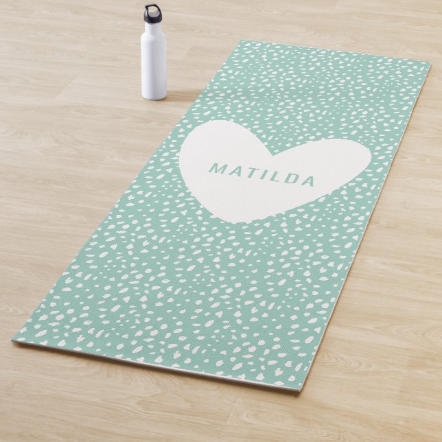 Coloured spot print with heart personalized yoga mat (In Situ)