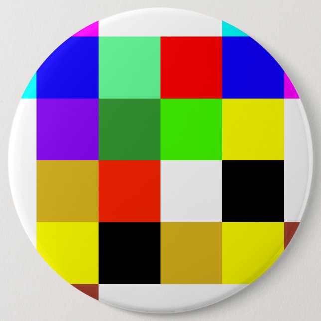 coloured squares 6 inch round button (Front)