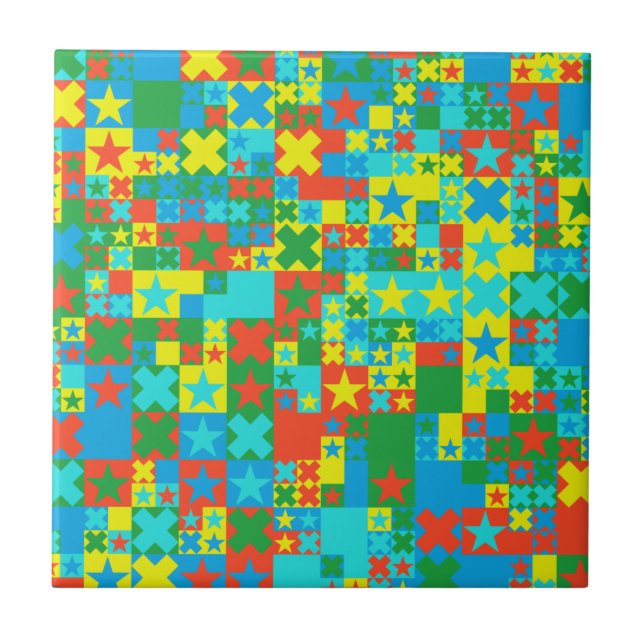Coloured stars and crosses tile (Front)