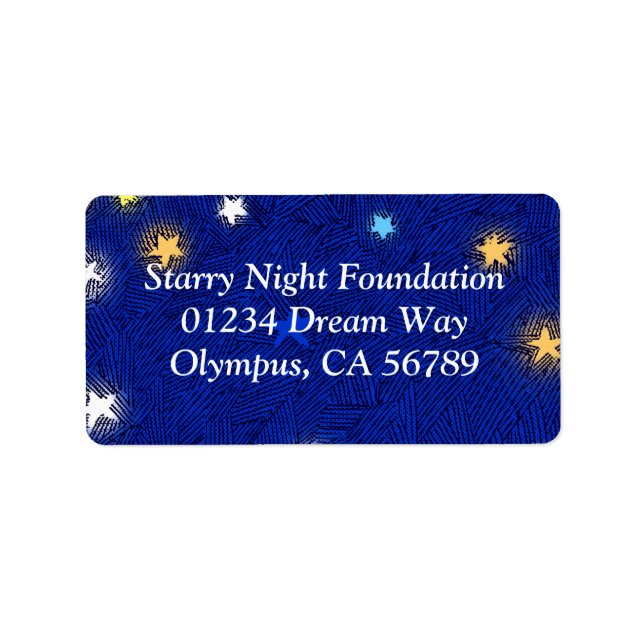 Coloured Stars Etching Custom Address Label (Front)