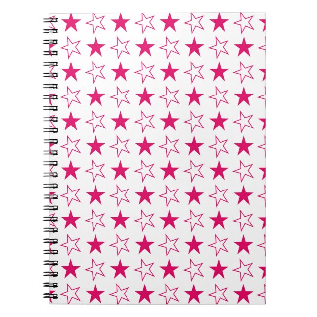 Coloured stars seamless pattern, pink stars vintag notebook (Front)