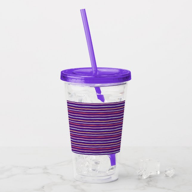 Coloured Striped Lines Acrylic Tumbler (Front Ice)