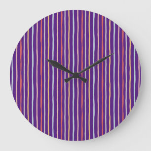 Coloured Striped Lines Large Clock