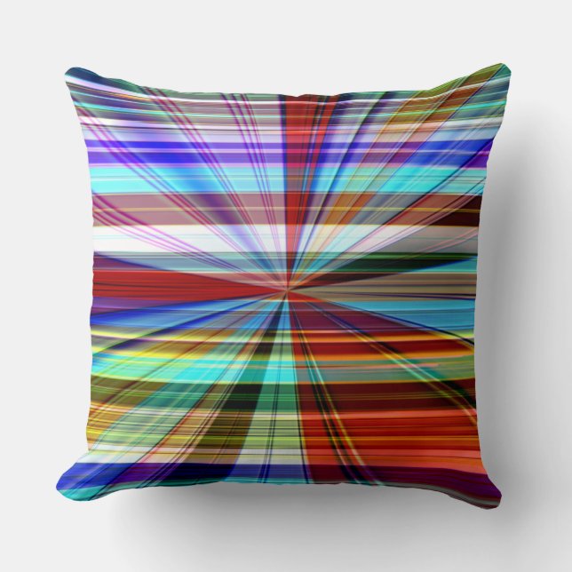 Coloured stripes crossed crossed by panorama effec throw pillow (Front)