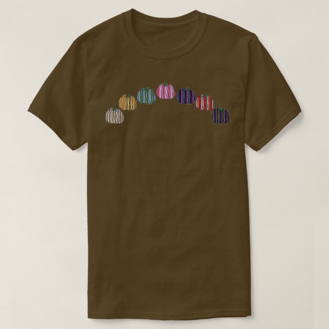 Coloured Stripes Pumpkin Arc T-Shirt (Design Front)