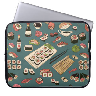Coloured Sushi and rolls seamless pattern,excellen Laptop Sleeve