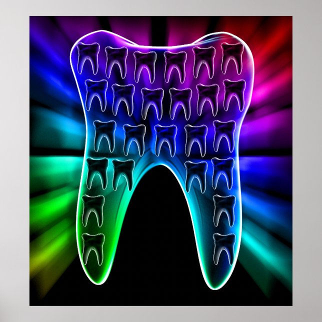 Coloured Tooth Design Dentist Orthodontist Poster (Front)