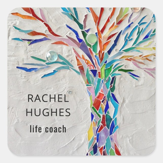 Coloured Tree Life Coach Square Sticker (Front)