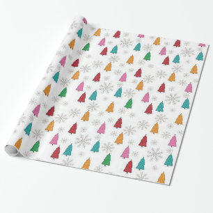 “Coloured Trees and Snowflakes” Christmas  Wrappin Wrapping Paper