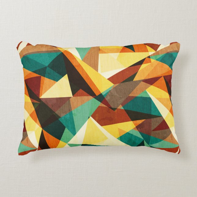 coloured triangle seamless texture with wood effec accent pillow (Front)
