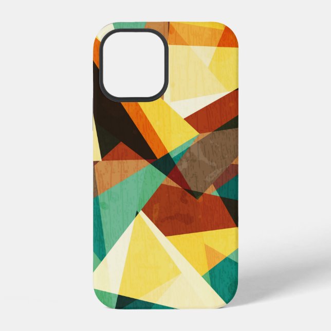 coloured triangle seamless texture with wood effec iPhone case (Back)