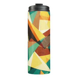 coloured triangle seamless texture with wood effec thermal tumbler