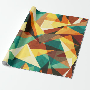 coloured triangle seamless texture with wood effec wrapping paper