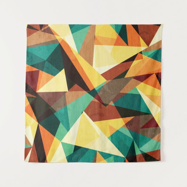 Coloured Triangle Wood Effect Texture Tapestry (Front)