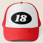Coloured trucker hat for teen's 18th Birthday<br><div class="desc">Coloured trucker hat for teen's 18th Birthday party party! Add your own custom age number. ie 11th 12rd 13th 14th 15th 16th 17th 19th 20th etc. Retro baseball cap with oval logo with year or age number. Fun accessory for teenagers turning eighteen. Fun headwear for surprise parties. Great for friend,...</div>