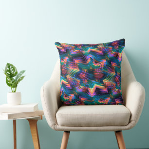 Coloured verdigris flower dressed in virtual trace throw pillow