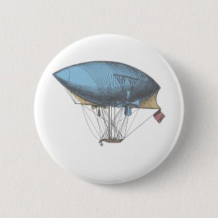 Coloured Vintage Airship 2 Inch Round Button