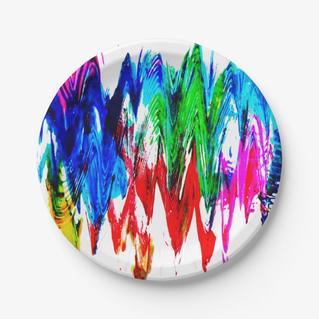 Coloured waves paper plate (Front)