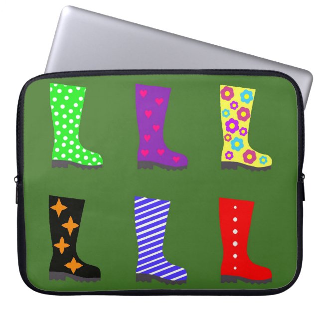 Coloured Wellies Laptop Sleeve (Front)