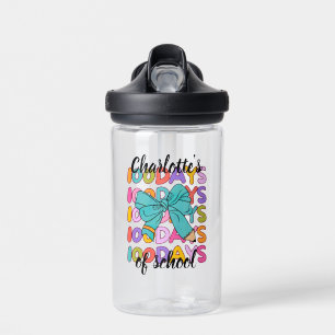 Colourful 100 Days Of School Blue Pencil Bow Water Bottle