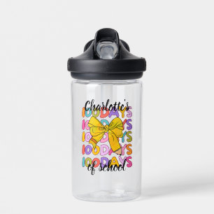 Colourful 100 Days Of School Yellow Pencil Bow Water Bottle