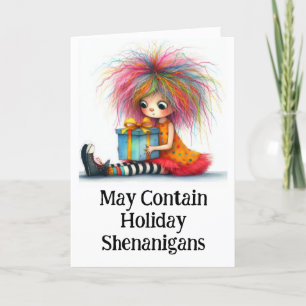** Colourful 10 Whimsical Christmas Girl Gift AP97 Thank You Card