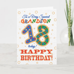 Colourful 18th Birthday for Special Grandson Card