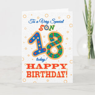 Colourful 18th Birthday for Special Son Card