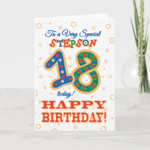 Colourful 18th Birthday for Special Stepson Card