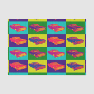 Colourful 1960 Cadillac Luxury Car Pop Art Tissue Paper
