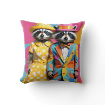 Colourful 1960's mod raccoons