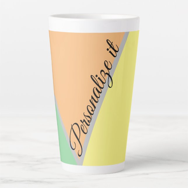 Colourful 1970s triangles pattern | Modern Asbtrac Latte Mug (Front)