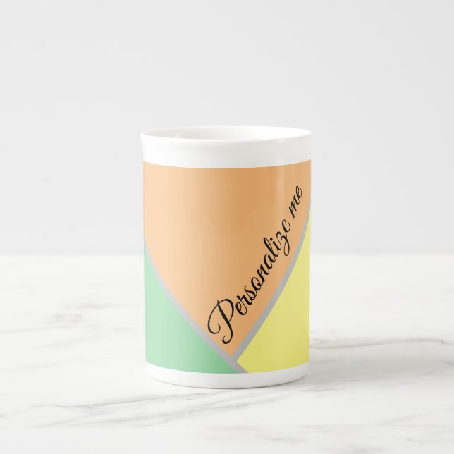 Colourful 1970s triangles pattern | personalized bone china mug (Front)