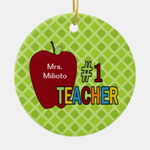 Colourful #1 Teacher Christmas Ornament