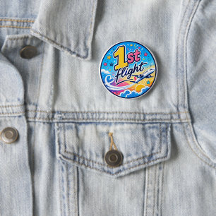 Colourful 1st flight airplane souvenir 2 inch round button