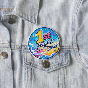 Colourful 1st flight airplane souvenir 3 inch round button