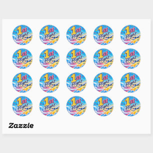 Colourful 1st flight airplane souvenir classic round sticker