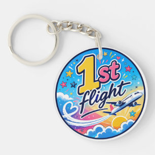 Colourful 1st flight airplane souvenir keychain