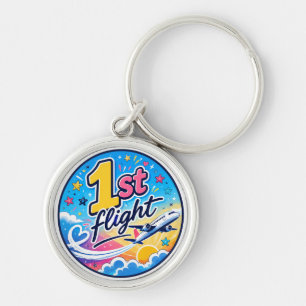 Colourful 1st flight airplane souvenir keychain