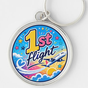 Colourful 1st flight airplane souvenir keychain