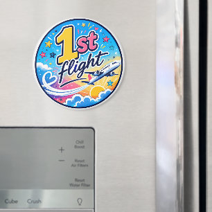 Colourful 1st flight airplane souvenir magnet