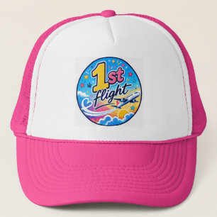 Colourful 1st flight airplane souvenir trucker hat