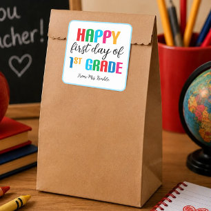 Colourful 1st Grade School Sticker (Square)