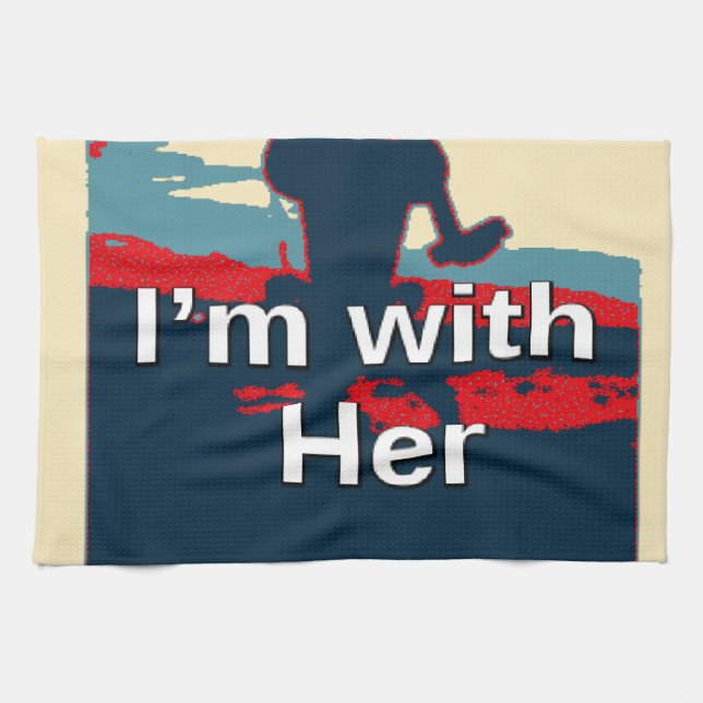 Colourful 2016 I am with her Vote for Hillary USA  Kitchen Towel (Horizontal)