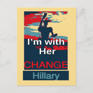 Colourful 2016 I am with her Vote for Hillary USA Postcard